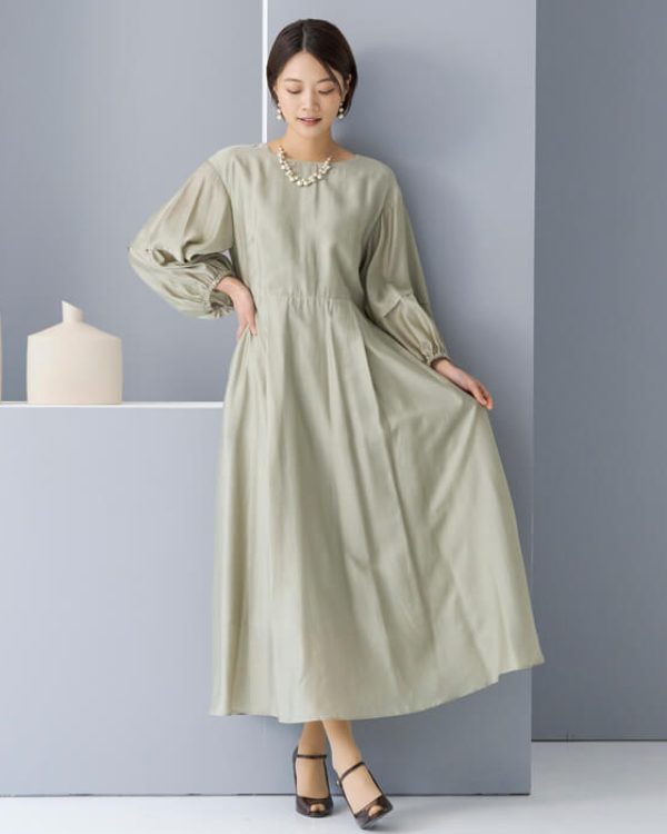 ライトグリーン 9号】ナチュラルオーガンジー お袖付き ボリューム  