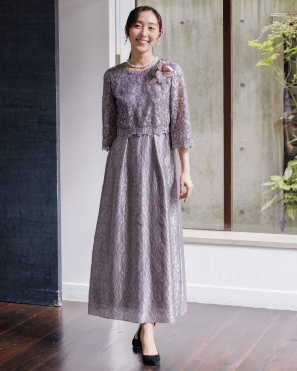 ソワールドルチェ 東京ソワール ラメ入り マザードレス ロングドレス 11号 ロングドレス(6421202)11号・ブラック×モカ｜東京ソワール