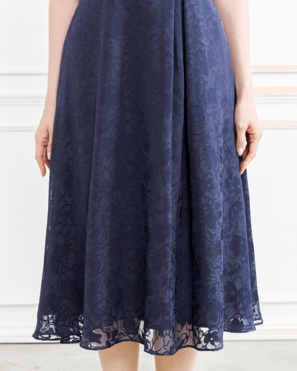ネイビー】サテンオパール フレアラインドレス<4601389-73>｜東京