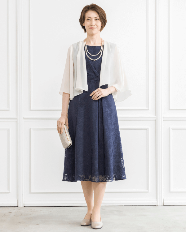 ネイビー 13号】サテンオパール フレアラインドレス<4601389-73