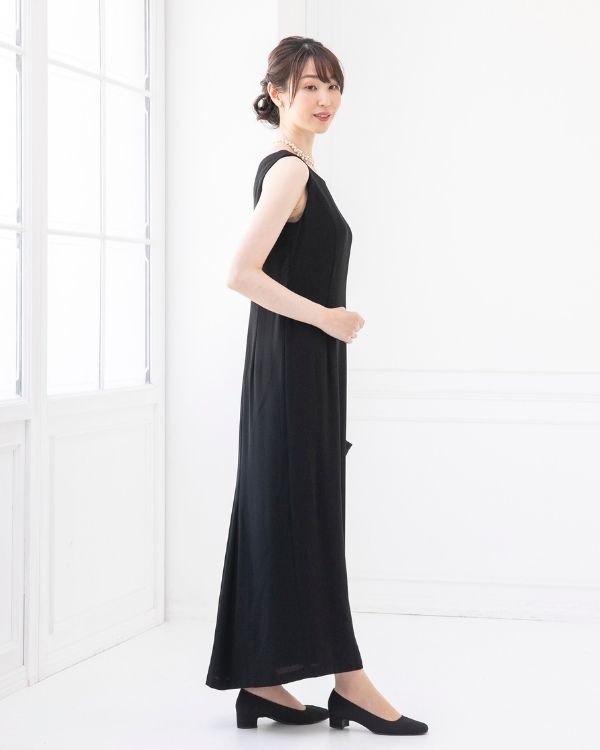 ブラック 19号】ジョーゼット ノースリーブ ベーシックロング