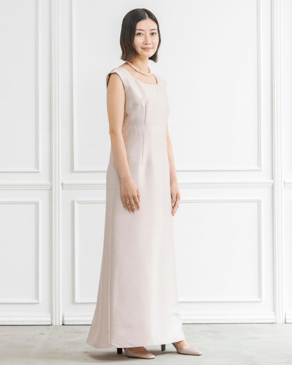 ピンクベージュ】シャンブレーシャンタン ストレートライン ロング