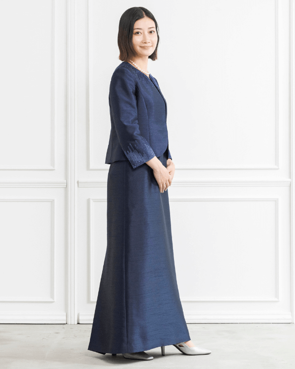 ネイビー 13号】シャンブレーシャンタン ストレートライン ロング