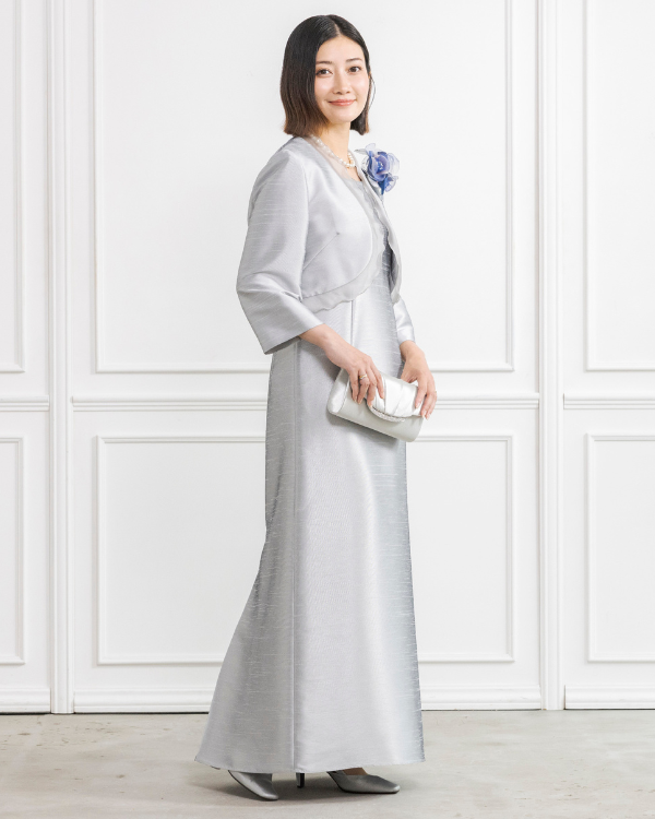 シルバー】シャンブレーシャンタン ストレートライン ロング