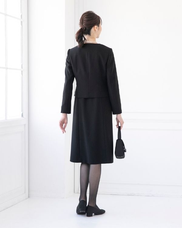 ブラック 9号】標準サイズ ノーカラージャケット 前開きシフォン  