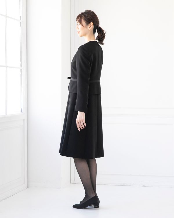 ブラック 7号】標準サイズ グログラン切り替え ノーカラージャケット  