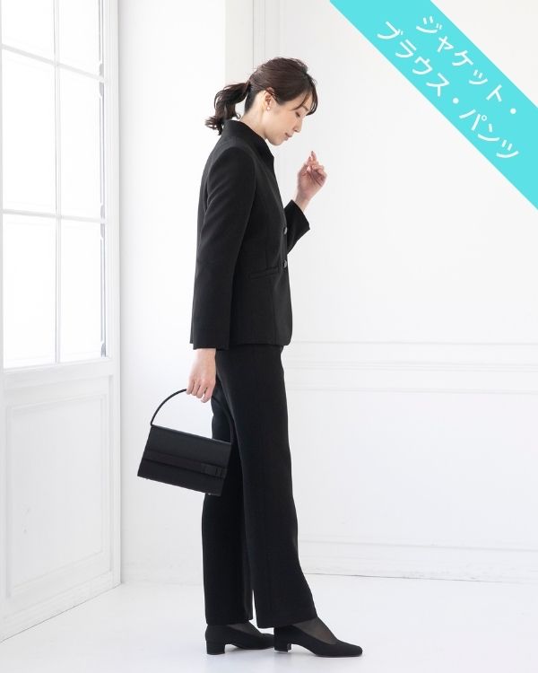 ブラック 7号】標準サイズ パンツスリーピース ブラックフォーマル3点  