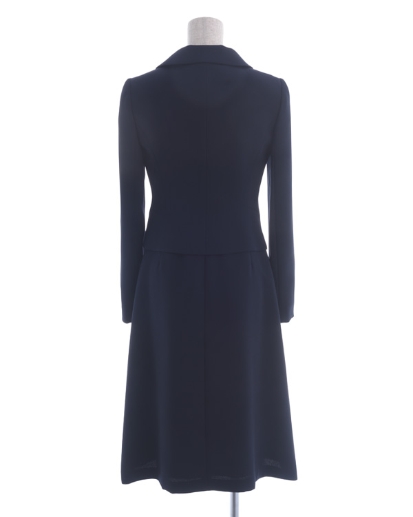 ネイビー 15号 ショールカラー お受験スーツ アンサンブル ジャケット ワンピース セットアップ 東京ソワールレンタルドレス