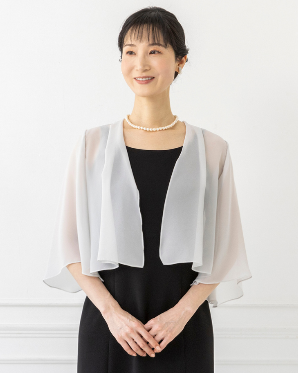 グレー 】シフォン スリット袖ボレロ ｜東京ソワールレンタルドレス