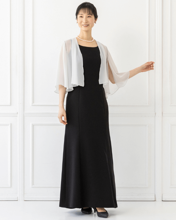 グレー 】シフォン スリット袖ボレロ ｜東京ソワールレンタルドレス