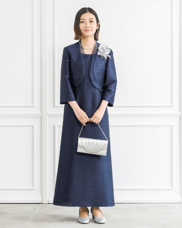 ネイビー】シャンブレーシャンタン×オーガンフリル ボレロジャケット