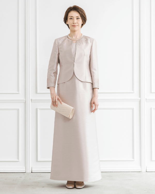 ピンクベージュ 11号】シャンブレーシャンタン スパンコール刺しゅう