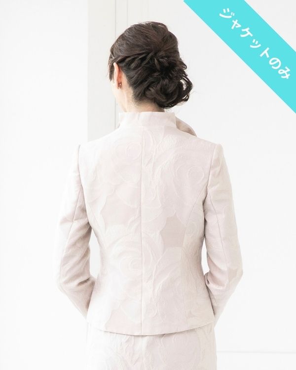 ピンクベージュ 9号 シルク混 フラワージャカード ヘチマカラージャケット 正礼装 共生地ロングドレス有り セットアップ 結婚式 母親向け セレモニー 東京ソワールレンタルドレス