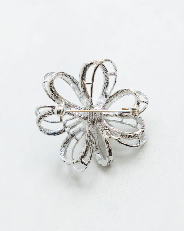 大ぶり 花形 ブローチ パール シルバー 真珠ブローチ SILVER ブローチ パール シルバー刻印 アクセサリー